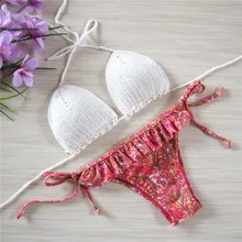 2015 Hot Sale Bikini Summer Style Vintage Knitting Beach Triangl Swimwear Sale Brazil Retail Bathing Suits