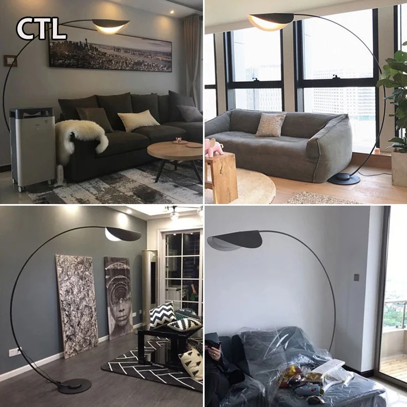Гостиная Угловые современные Большие стоячие напольные светильники гостиничный домашний декор черный металлический рыболовный дуговой стиль минималистский напольный светильник