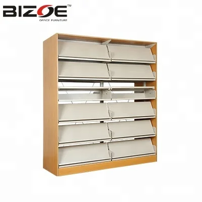 Customized Size Two-Sided Steel Bookshelves Multi-Tiered Modern Design for School Hotel Hospital Furniture & Library Use