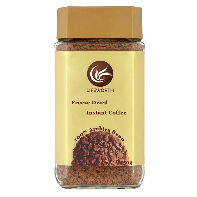 LIFEWORTH Decaffeinated Freeze Dried Instant Coffee Powder - Low Acid Soluble - Private Label OEM Bulk Supply