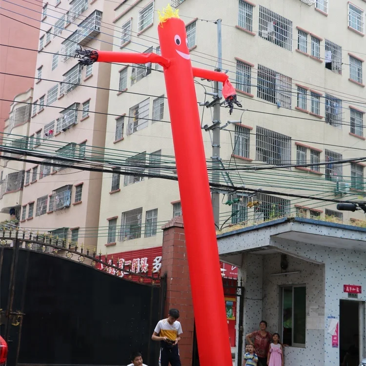 Custom 6mH Red Inflatable Dummy Sky Tube Man Flame air Dancer for Commercial Advertising