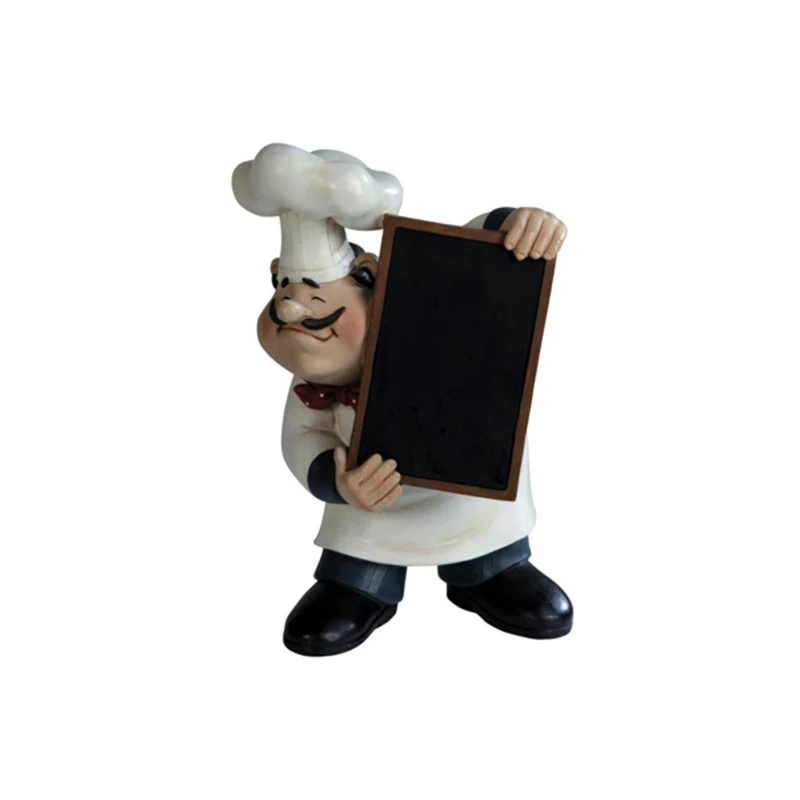 Holding Cooking Menu Chalkboard Resin Chef Figurine Kitchen Decor