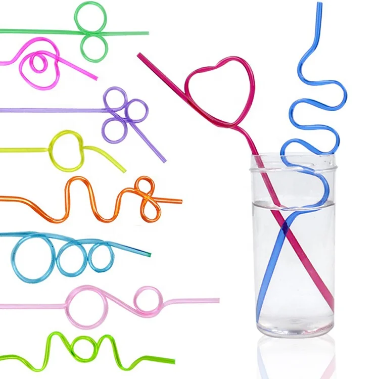 Bpa and PFOA Free Colorful Crazy Straws Silly Loop Straws for Kids