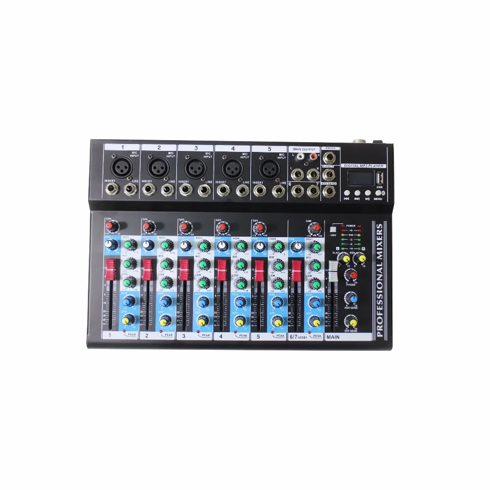 Oem 7 Channel Music Audio Mixer For Sale Recording Mp3 Lcd Player 3