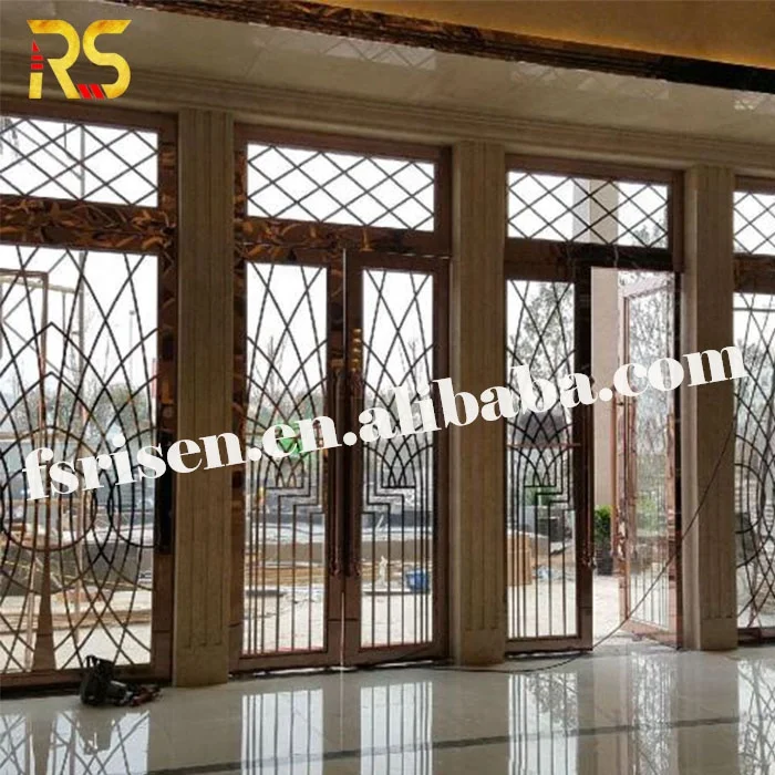 High End Customized Laser Cut Metal Decorative Glass Stainless Steel Door