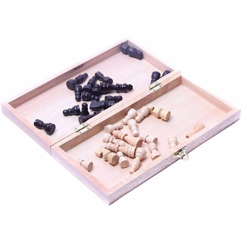 Набор винтажных деревянных шахматных фигур, складная доска, коробка, деревянная ручная резьба, подарок, детская игрушка, шахматы, игры, шахматы для отдыха
