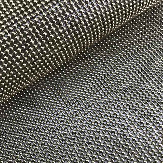 Sparkling Metallic Sequin Cloth Hot Fix Metal Beaded Mesh Sheet Aluminum Chain Mail Fabric for Curtains