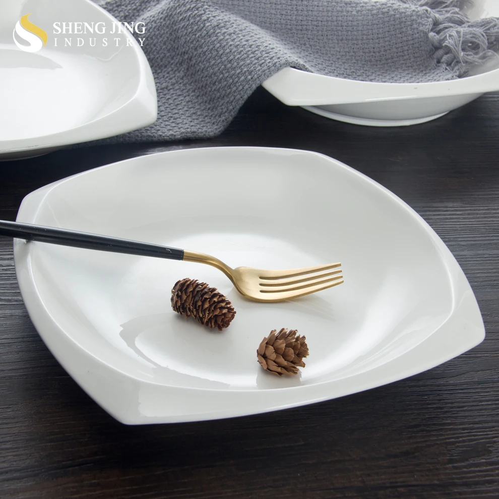 Alibaba Online Shopping Square Dinner Set White Image Dubai Ceramic Plate  Buffet Set