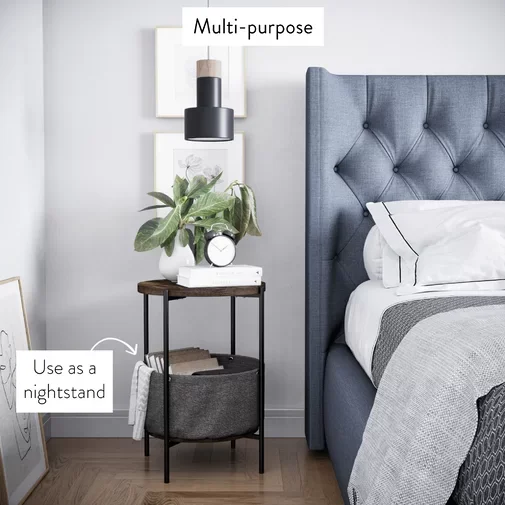 Cheap Round Sofa Bed Side Table End Table High Quality Nightstand Grey