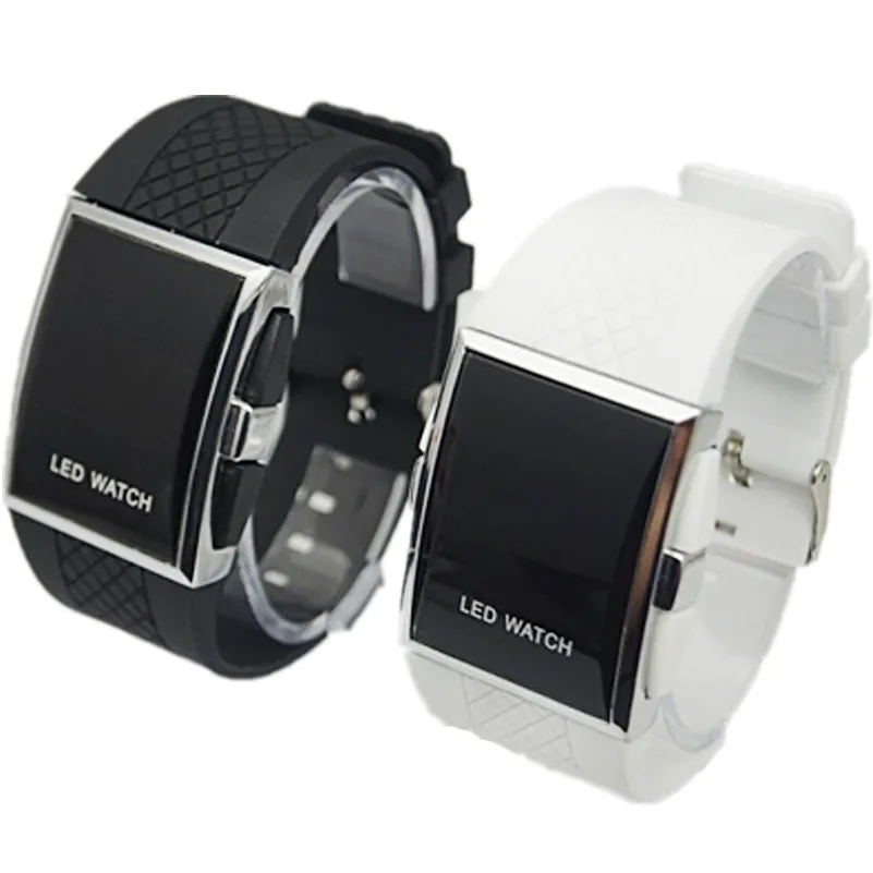 Fashion Simple Led Watch Fashion Rectangle Wristwatch Sports Red Led Clock Silicone Strap Digital Electronic Watch