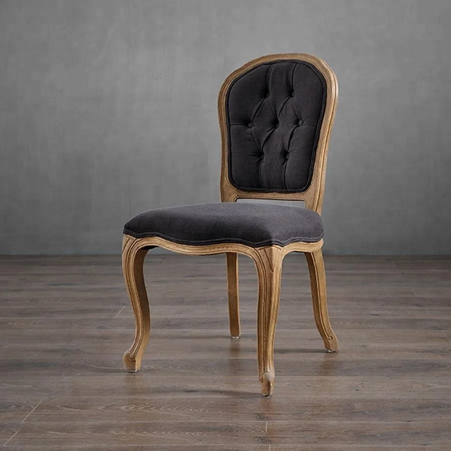 Antique Wood Fabric Upholstered French Style Tufted Dining Chair Buy Tufted Dining Chair