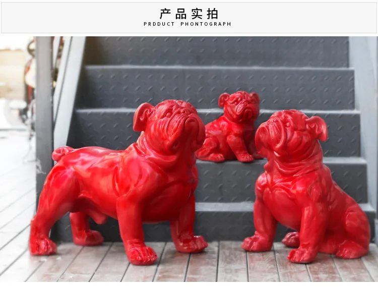 Черно-красная статуя бульдога керамическое