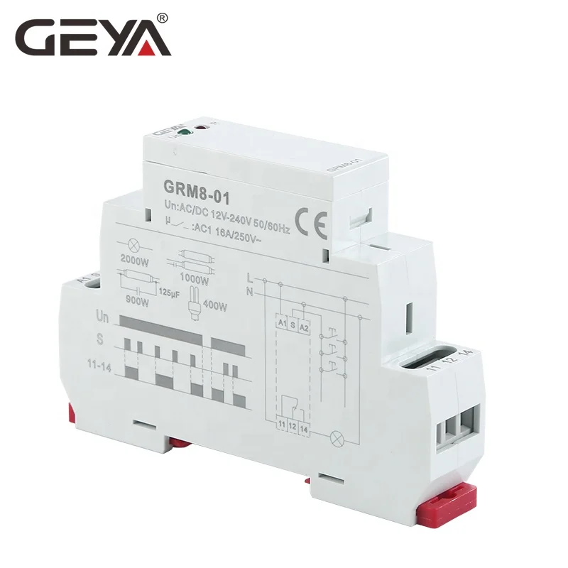 GEYA GRM8 Din Rail Modular Electronic Step Relay 12V Single Pulse Latching Relay