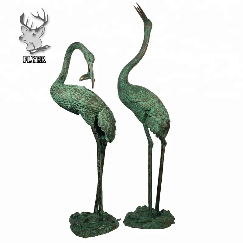 Beautiful Design Life Size Casting Bronze Heron Pair Statue for Home Garden Decoration