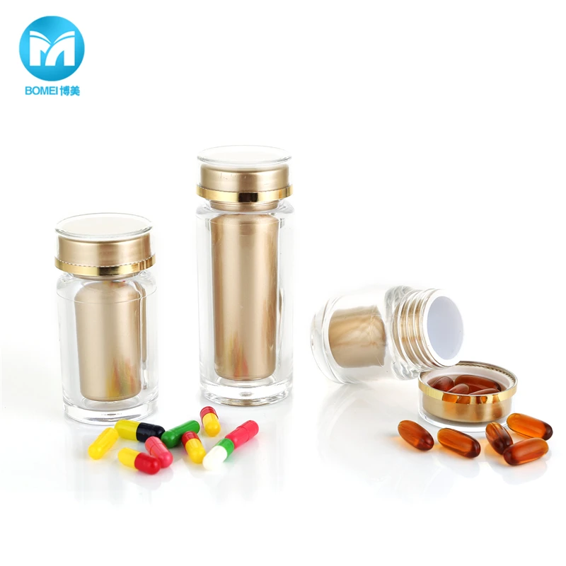 30ml 60ml 80ml High Quality Wholesale Custom Double Wall Empty Capsule Bottle clear Plastic Pill Bottle