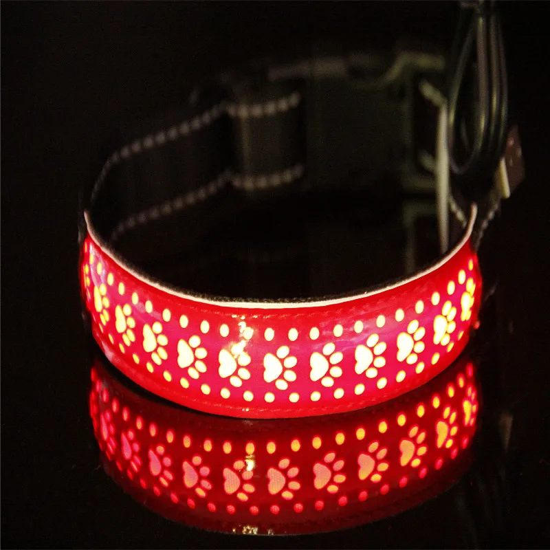 LED Lights Dog Pets Collars Adjustable Polyester Glow in Night Pet Dog Cat Puppy Safe Luminous Flashing Necklace