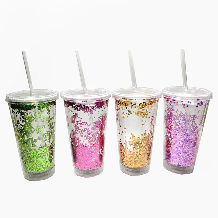 12 Pinke Glitzer-Strohhalme Aus Plastik – Wiederverwendbar, 28 Cm Lang, Mit Reinigungsbürste, Für Große Becher