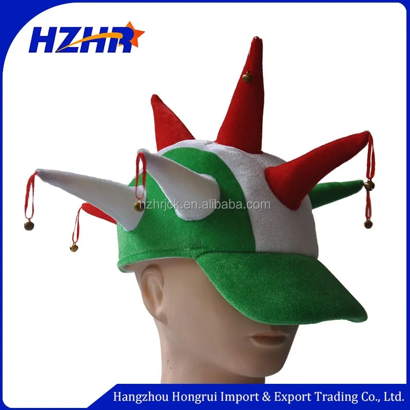 Unisex Custom Adult Velvet Clown Jester Hat with Glitter for Carnival Party or Football Fan