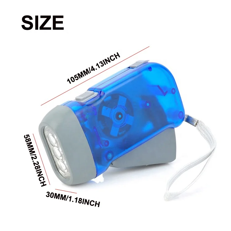 Torcia LED A Manovella Dinamo - Ricarica Manuale, Per Campeggio E Emergenza