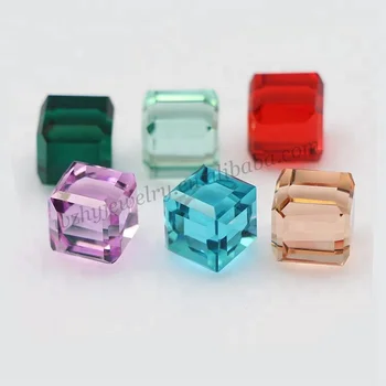 In Stock Crystal Cube Gems 8MM Synthetic Cube Glass Stone Beads