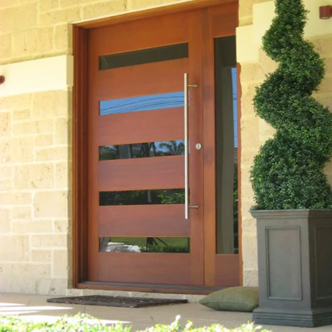 High Quality Custom Modern Design Solid Wood Wooden Doors House Main Gate Front Rotate Solid Wooden Door