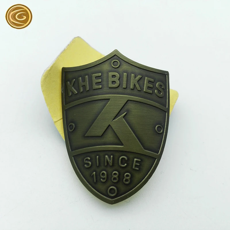 KHE Bikes Bronze Colour Printing Embossed Circle for Bicycle Metal Brand Logo Label