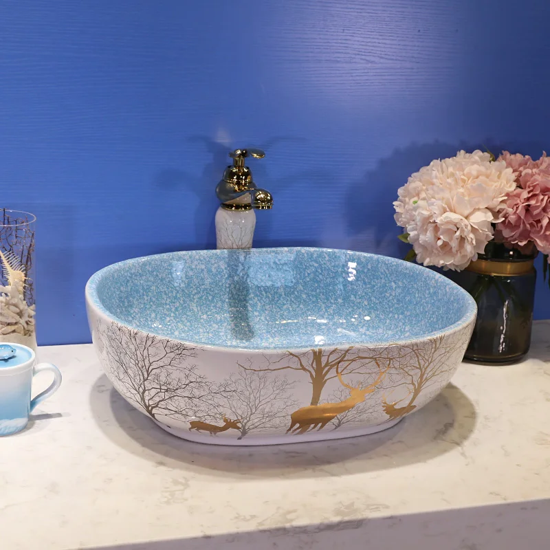 Europe Stil China Handmade Lavabo Artistic Oval Porzellan Wash Becken europe-stil-china-handmade-lavabo-artistic-oval-porzellan-wash-becken