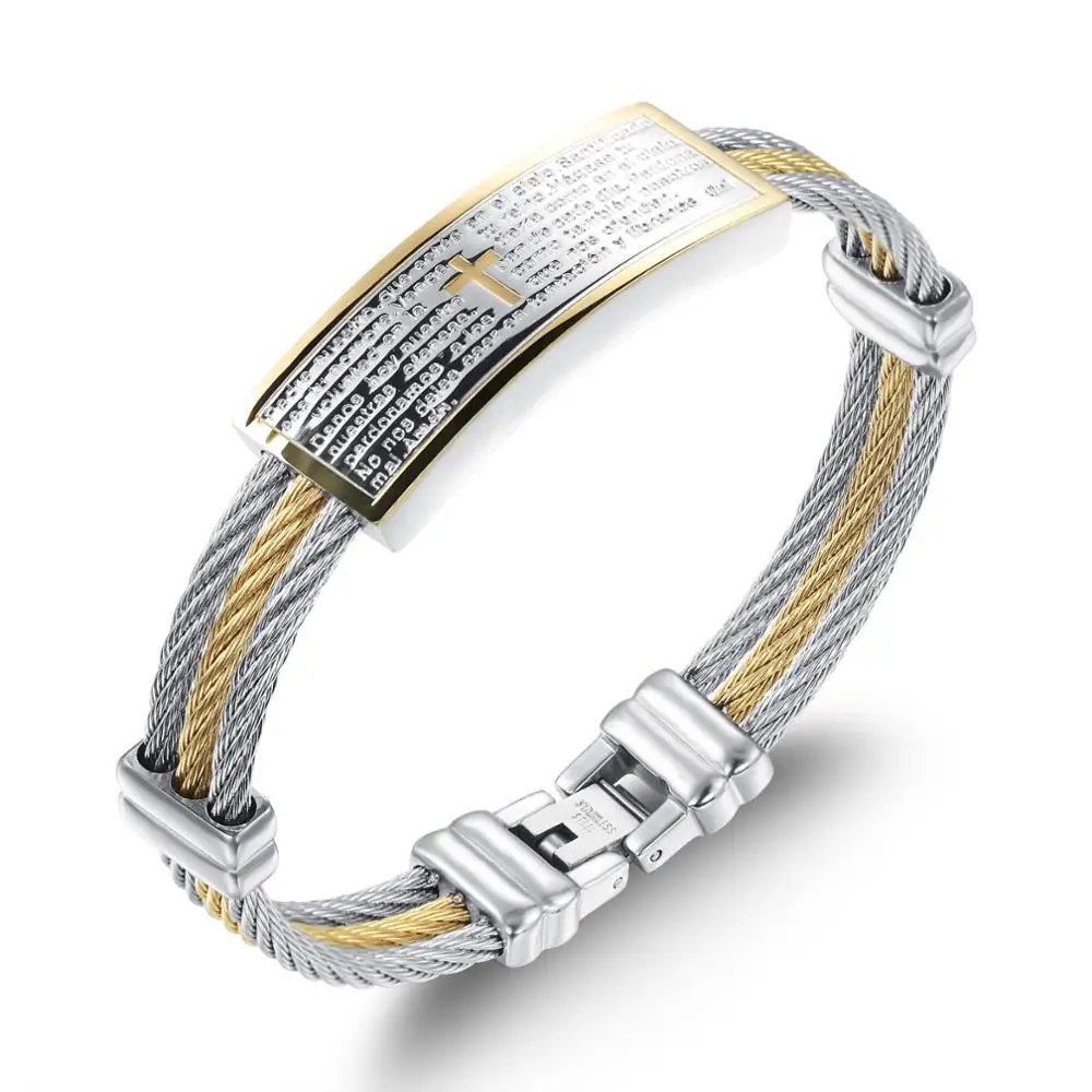 个性男士首饰耶稣十字架圣经梵文文字手链雕刻手镯 Buy 经文手镯 锁定不锈钢手镯 耶稣十字架product On Alibaba Com