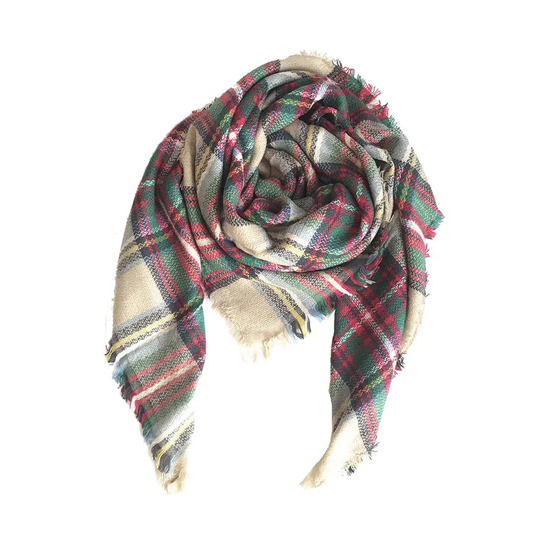 Квадратный шарф в клетку из кашемира 140 см