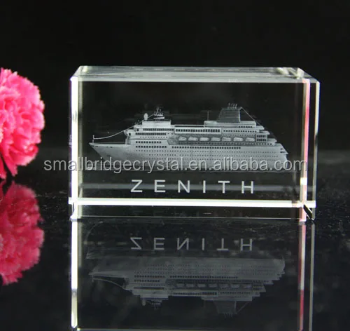 Promotional crystal 3d laser ship