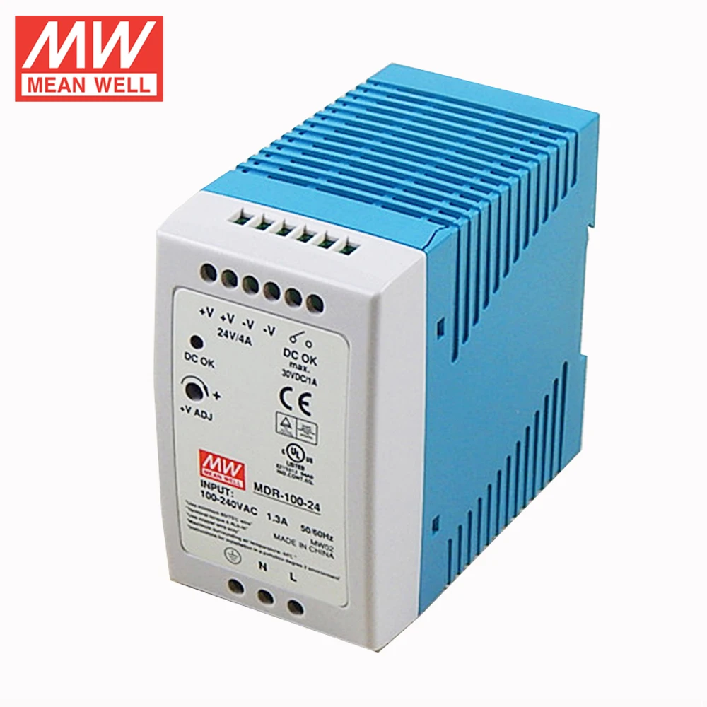 1pc DIN Rail DC Switching Power Supply MDR-100-24 96W 24V 4A Mean Well MW 