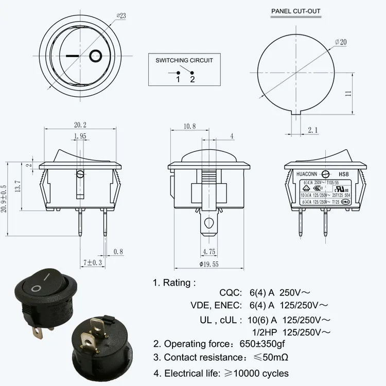 Interruttore A Bilanciere AE-13180 - 230V, 6/10A, Bianco, Ø23 Mm, SPST - Foto 8