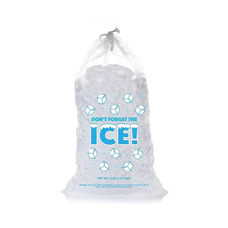 10 lb. Clear Plastic Ice Bag with Cotton Drawstring (200 Bags)