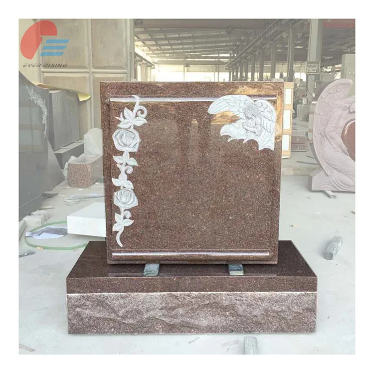 Customized Size Himalaya Red Granite Rose American Style Tombstone