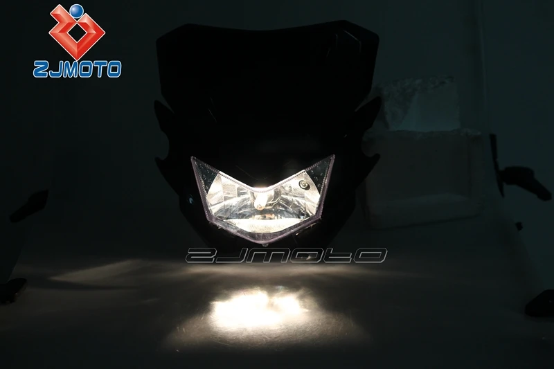 Source HEADLIGHT HEAD LAMP BLACK MOTORCYCLE STREETFIGHTER DIRT