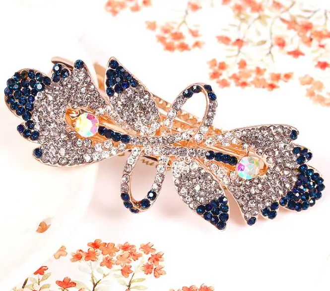 Модная женская заколка KBFJ04A в форме листа, элегантные аксессуары для волос со стразами