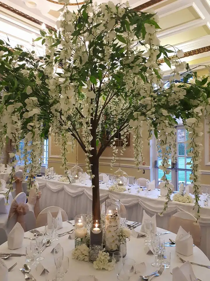Artificial Flower Tree Party Home Wedding Fake Plant Flowers White Wisteria  Centerpiece Decorate