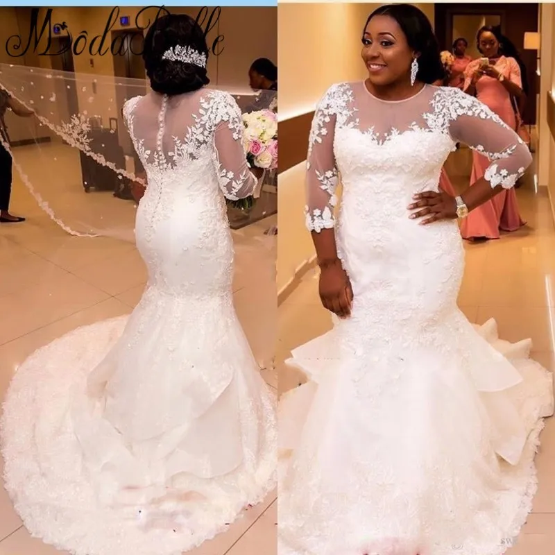 Ne183 African Bridal Gowns White Lace ...