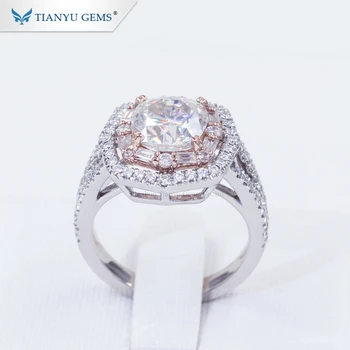 Tianyu Luxury Customized Jewelry 14k 18k White Rose Gold Cushion Cut Moissanite Diamond Engagement Rings For Women