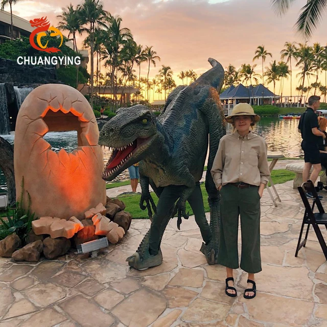Amusement Park Life Size Walking Realistic Animatronic Dinosaur Cosplay Costume Adults for Sale