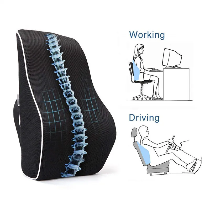Coccyx Cushion Lumbar Support Pillow with Removable Cover for Tailbone Back Pain Relief Office Chair Wheelchair HOMBYS 100% Memory Foam Seat Cushion with Lumbar Support for Car 