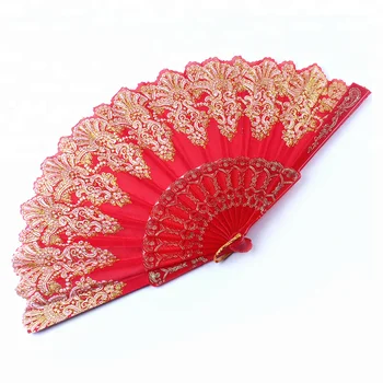 Wholesale Multicolor Wedding Lace Fabric Spanish Folding Hand Fans For Dancing