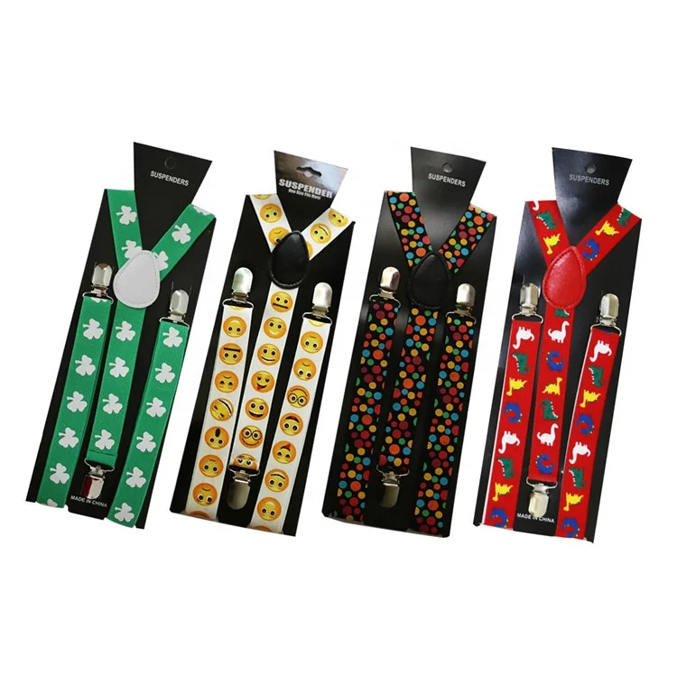 Custom Personalized Logo Pattern Digital Screen Print Festival Design Y Back Printing Suspenders with 3 Metal Clips
