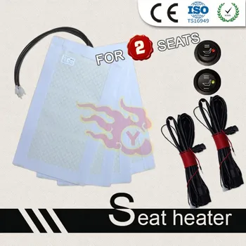OTVIAP 2pcs Universal Carbon Fiber Car Heated Seat Heater Pads Kit With Round Switch Seat Heater Pads Seat Heater