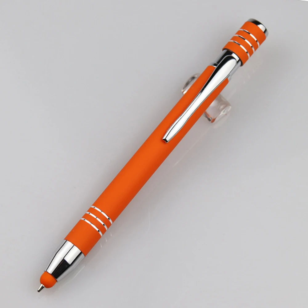 New Factory Printing Laser Logo Custom Cheap Promotional Aluminum Click Metal Soft Rubber Coated Ball Pen for Gift