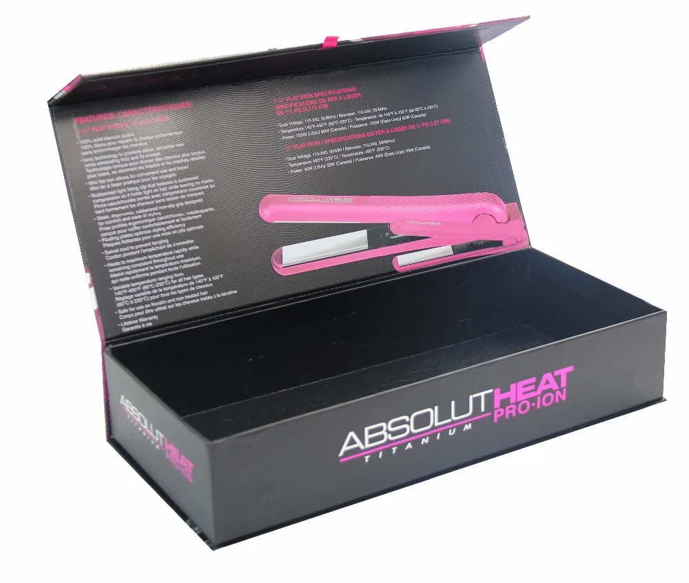 HC Packaging New Product Custom logo Luxury Flat Iron Hair Straightener Magnetic Packaging Box Wholesale