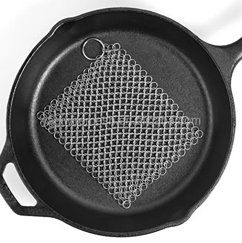 The Ringer Stainless Steel Chainmail Cast Iron Skillet Cleaner XL 8