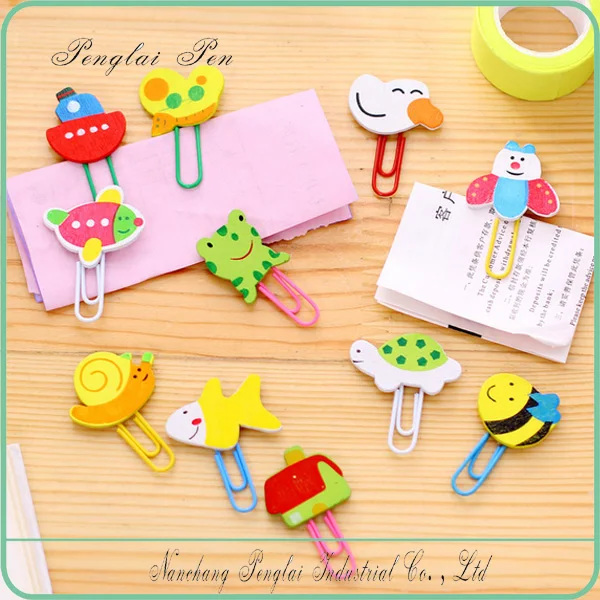 NEW Creative DIY Paper Clip Handmade Kids Cartoon Bookmarks in Playwood