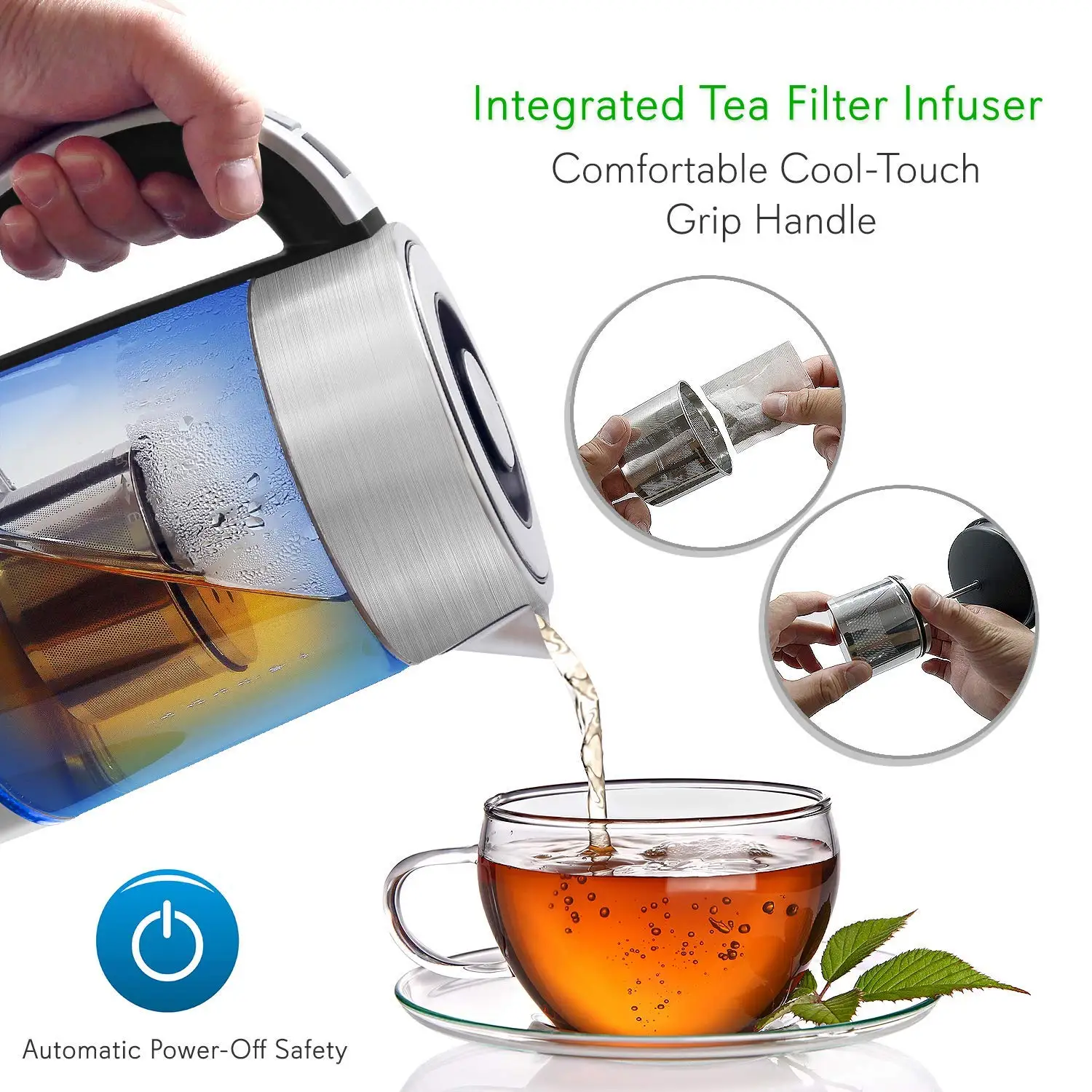 Glass Body Electric Kettle Chaleira Tea Heater Temperature Control