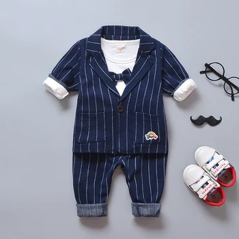 Trend 2018 handsome new design baby boy formal wear suits with bow tie